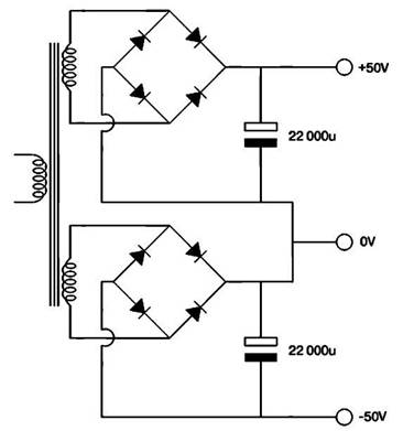 Стандартная схема источника питания транзисторного усилителя